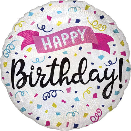 Folieballon – Holografische Happy Birthday Sparkle Banner – 45 cm van Riethmueller koop je bij Partywinkel