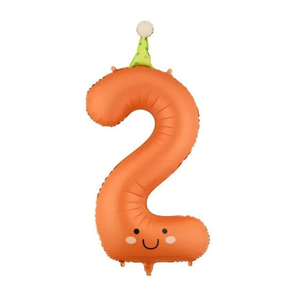 Folieballon met het cijfer "2", 86 cm, oranje van Partydeco koop je bij Partywinkel