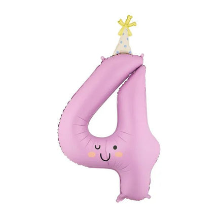Folieballon met het cijfer "4", 86 cm, lavendelkleurig van Partydeco koop je bij Partywinkel