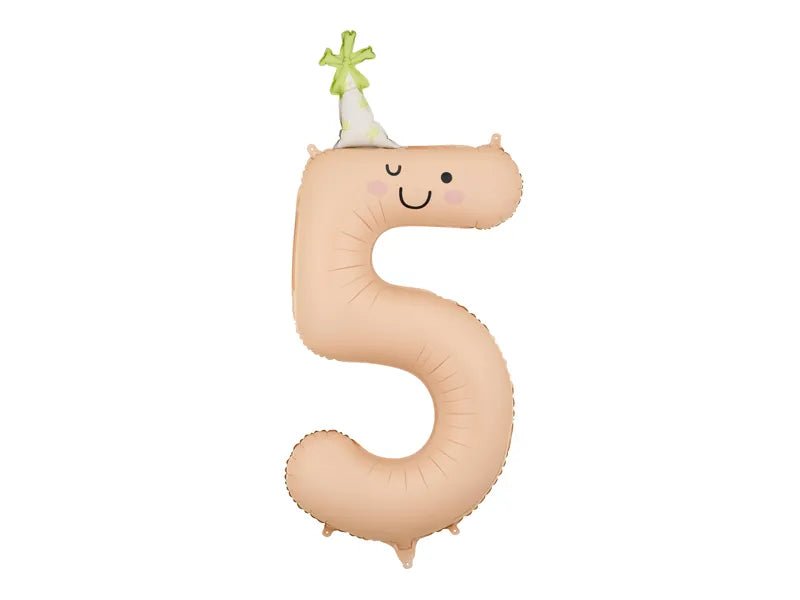 Folieballon met het cijfer "5", 86 cm, perzikkleurig van Partydeco koop je bij Partywinkel