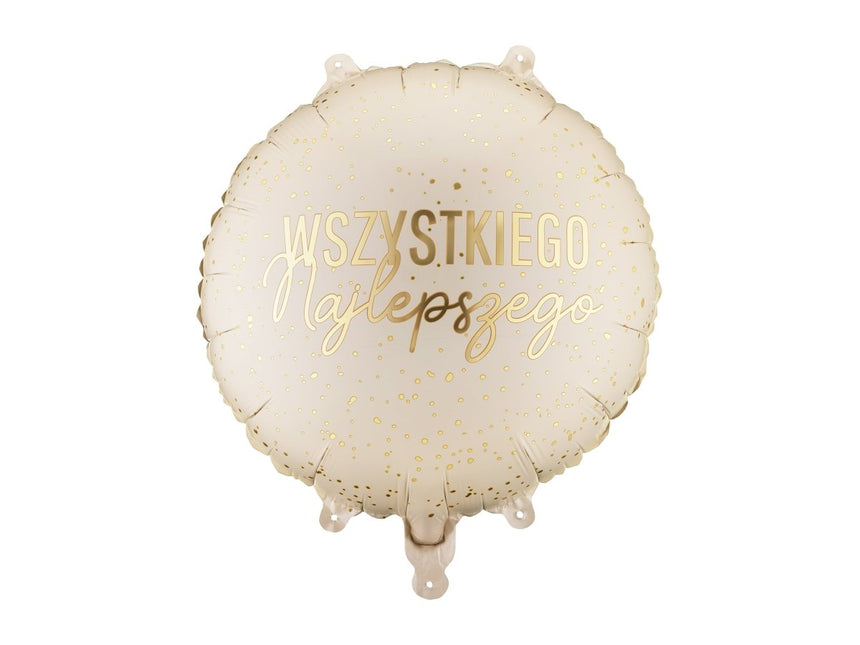Folieballon rond ‘'Wszystkiego Najlepszego’', 35x35 cm, mix van Partydeco koop je bij Partywinkel