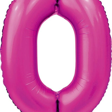 Fuchsia Cijfer Ballon 0 Jaar Glans 86cm van WeFiesta koop je bij Partywinkel