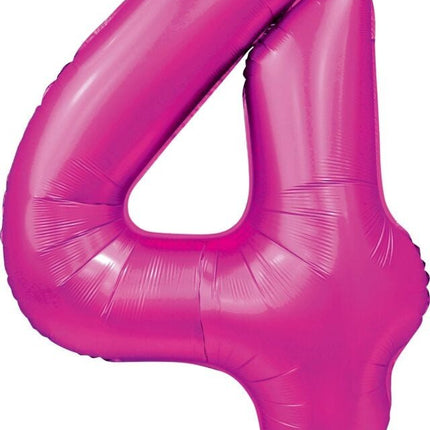 Fuchsia Cijfer Ballon 4 Jaar Glans 86cm van WeFiesta koop je bij Partywinkel