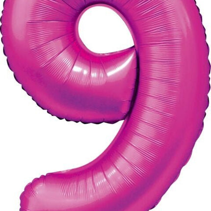 Fuchsia Cijfer Ballon 9 Jaar Glans 86cm van WeFiesta koop je bij Partywinkel