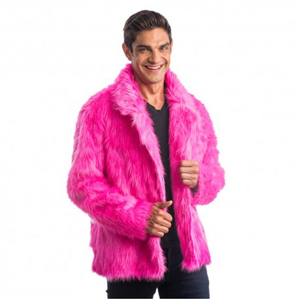 Fuchsia Kunstpelz Mantel