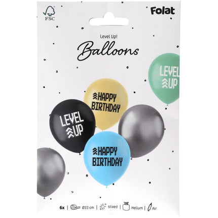 Gaming Party Ballonnen Happy Birthday 33cm 6st - Partywinkel - 8714572249706