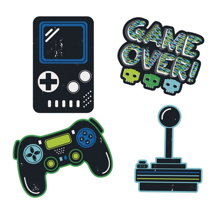 Gaming Party Wanddecoratie 4st van Unique koop je bij Partywinkel