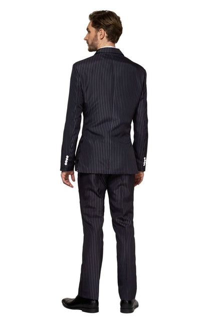 Gangster Krijtstreep Zwart Pak Heren Suitmeister van Suitmeister koop je bij Partywinkel