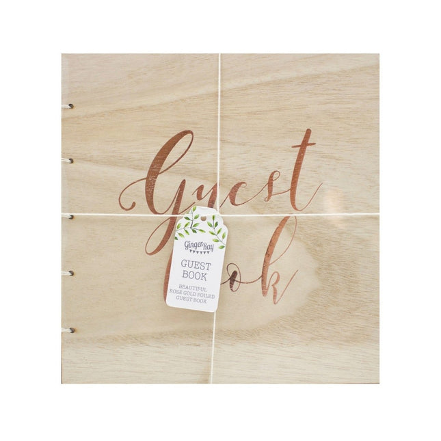 Gastenboek Hout 22cm van Ginger Ray koop je bij Partywinkel