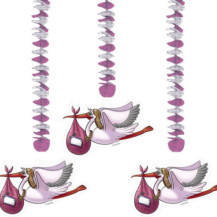 Geboorte Hangdecoratie Meisje 25cm 3st van Folat koop je bij Partywinkel