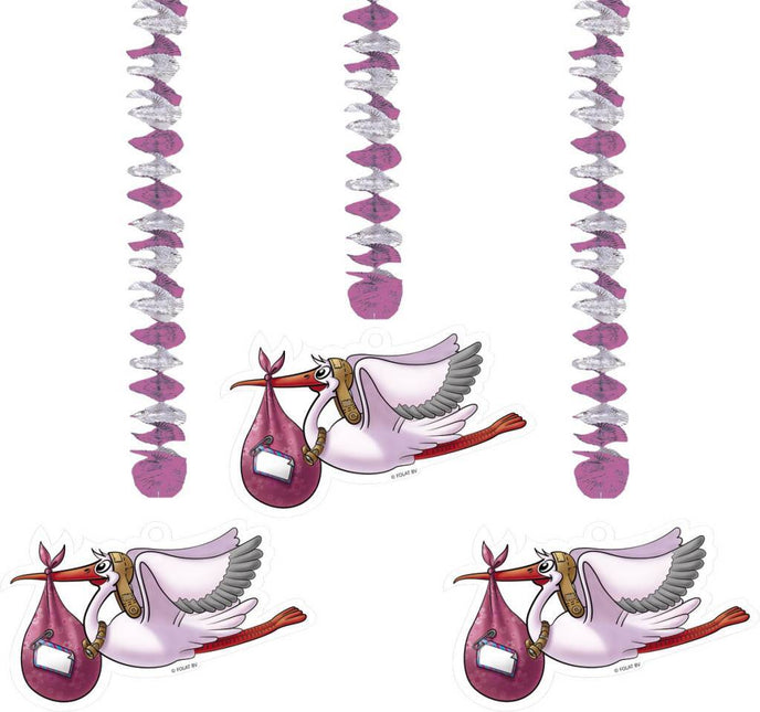 Geboorte Hangdecoratie Meisje 25cm 3st van Folat koop je bij Partywinkel