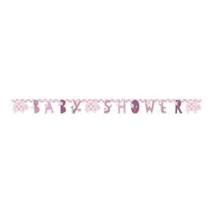 Geboorte Letterslinger Baby Shower Roze 1,65m van Unique koop je bij Partywinkel