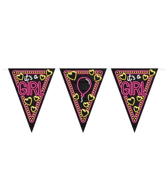 Geboorte Slingers Its a Girl! Neon 10m van Paper Dreams koop je bij Partywinkel