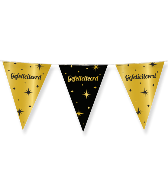 Gefeliciteerd Slinger Goud Zwart 10m - Partywinkel - 8716764246753