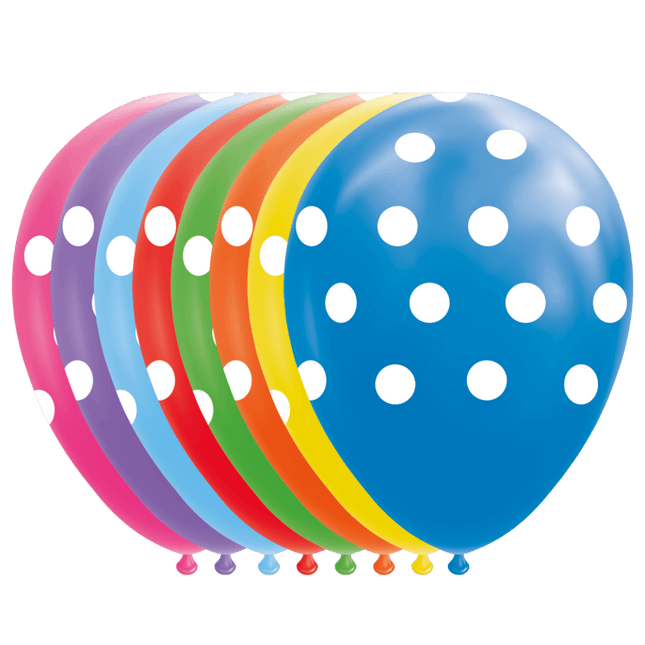 Gekleurde Ballonnen Stippen 30,5cm 8st van WeFiesta koop je bij Partywinkel