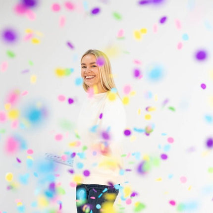Gekleurde Confetti Kanon Rond 28cm van Riethmueller koop je bij Partywinkel