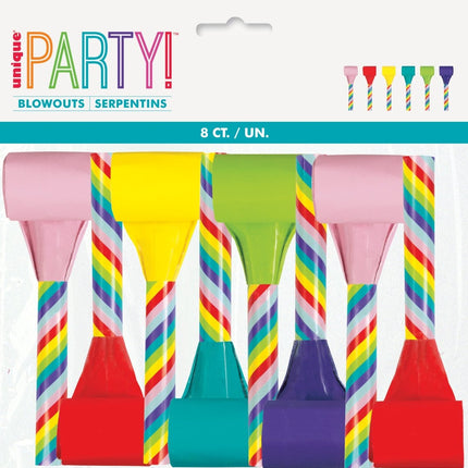 Gekleurde Feesttoeters 8st van Unique koop je bij Partywinkel