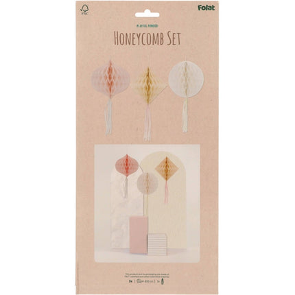 Gekleurde Honeycombs Pastel 30cm 3st - Partywinkel - 8714572243278