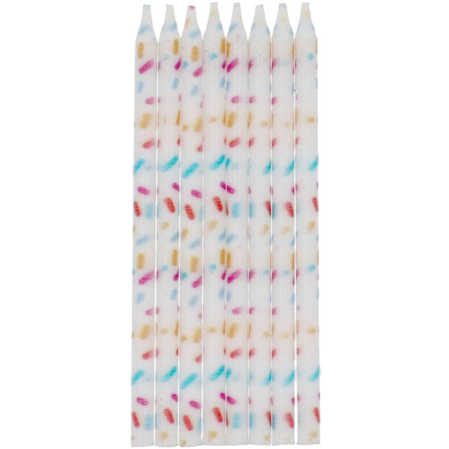 Gekleurde Kaarsen Confetti 8st van Folat koop je bij Partywinkel