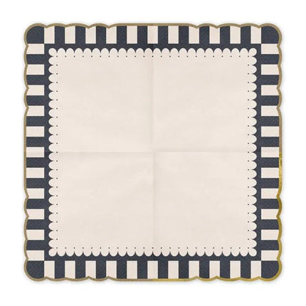 Gekleurde Servetten Gestreept Gouden Rand 33cm 12st van Partydeco koop je bij Partywinkel