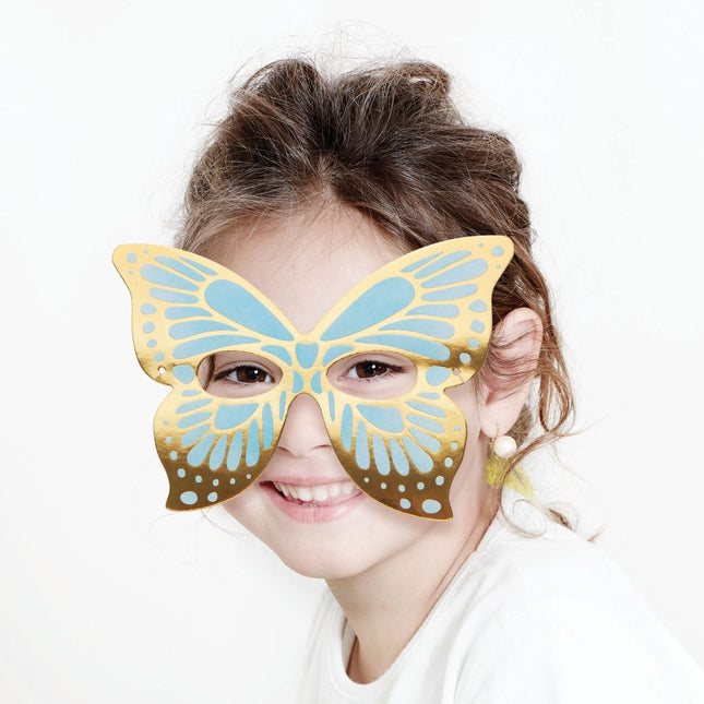 Gekleurde Vlinder Maskers 19cm 8st van Creative Converting koop je bij Partywinkel