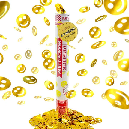Smiley-Konfetti-Kanone, Gold, 40 cm