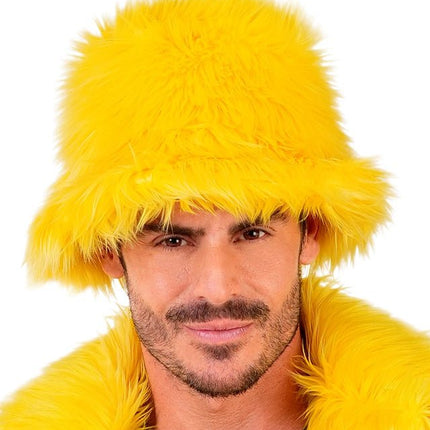 Gele Bucket Hat Pluche van Widmann koop je bij Partywinkel