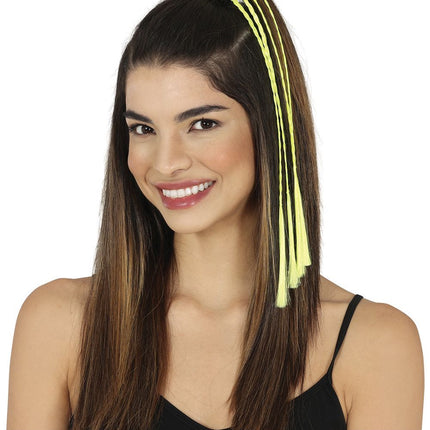 Gele Hair Extension 35cm 3st - Partywinkel - 8434077481448