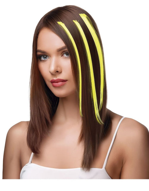 Gele Hair Extension 50cm 3st - Partywinkel - 8434077481363
