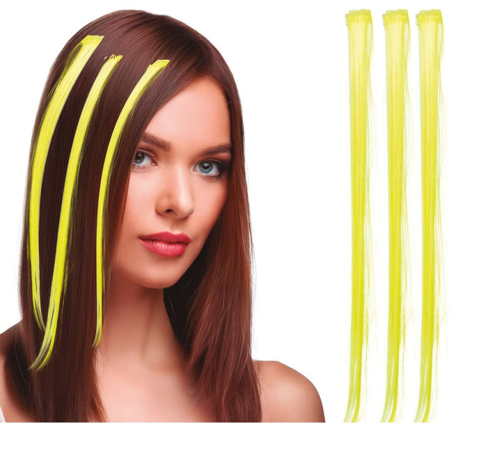 Gele Hair Extension 50cm 3st - Partywinkel - 8434077481363