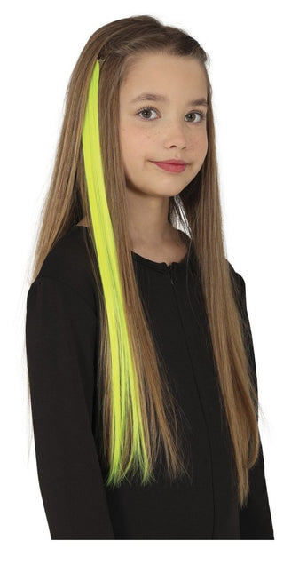 Gele Hair Extension 50cm 3st - Partywinkel - 8434077481363