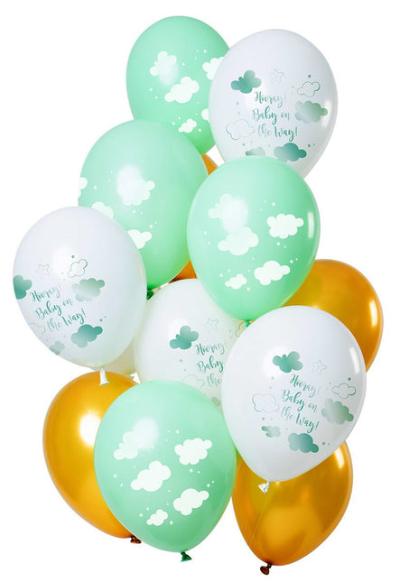 Gender Reveal Ballonnen Hooray Baby 30cm 12st van Folat koop je bij Partywinkel