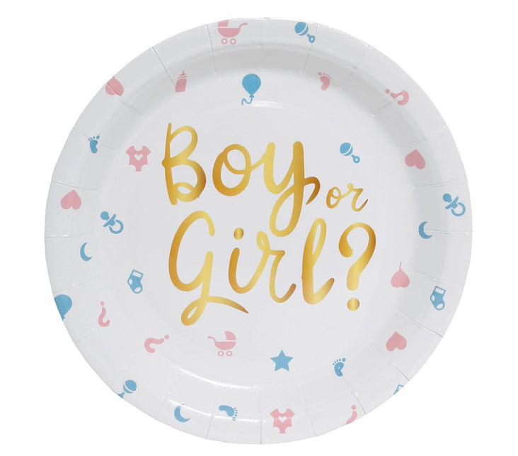 Gender Reveal Borden Boy Or Girl 23cm 6st van Fiestas Guirca koop je bij Partywinkel