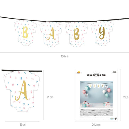 Gender Reveal Slinger Baby 1,3m van Fiestas Guirca koop je bij Partywinkel