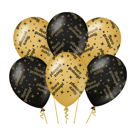 Geslaagd Ballonnen Goud Zwart 30cm - Partywinkel - 8716764241895