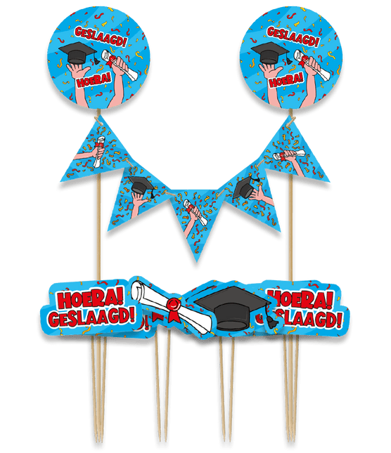 Geslaagd Taarttopper 30cm - Partywinkel - 8716764241116