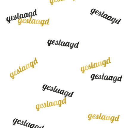 Geslaagd Tafelconfetti Zwart Goud 14gr van Paper Dreams koop je bij Partywinkel