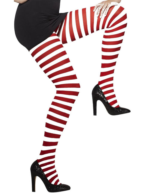 Gestreepte Panty Rood en Wit van Smiffys koop je bij Partywinkel