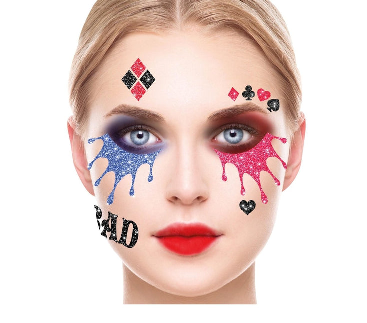 Gezicht Stickers Harley Quinn Glitter 20cm van Fiestas Guirca koop je bij Partywinkel