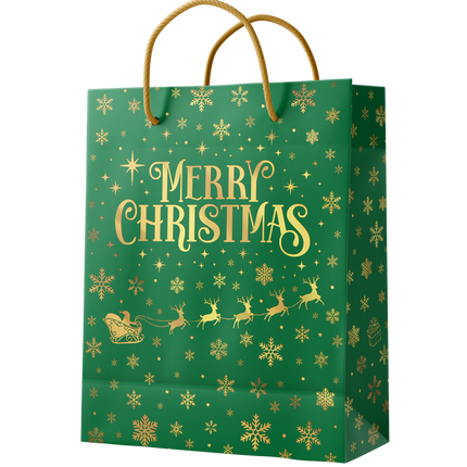 Geschenktasche L - Frohe Weihnachten grün