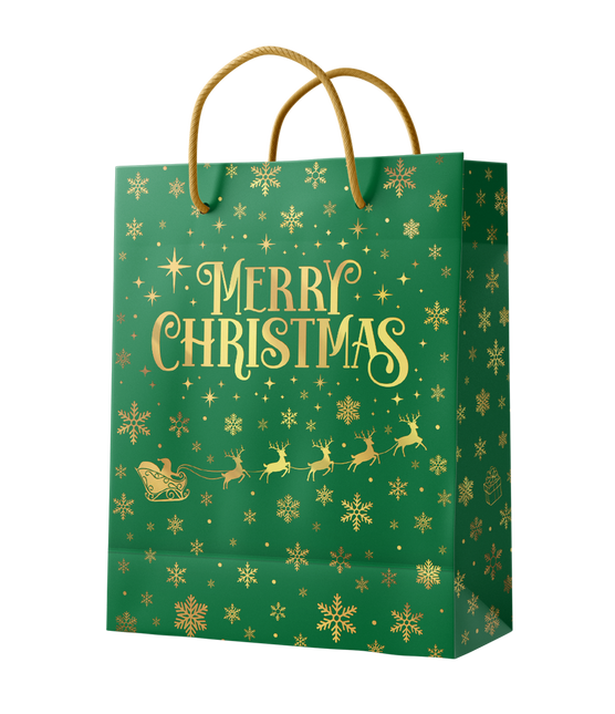 Geschenktasche L - Frohe Weihnachten grün