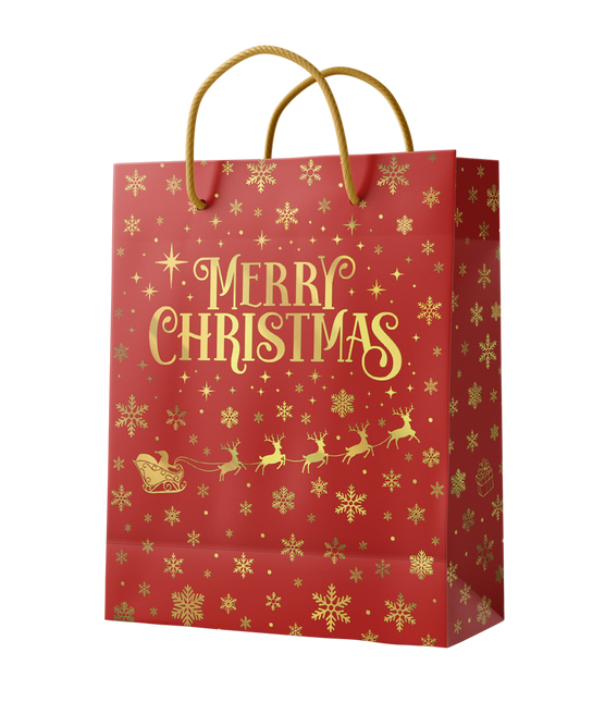 Geschenktüte L - Frohe Weihnachten Rot