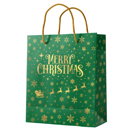 Geschenktüte M - Frohe Weihnachten grün