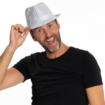 Glitter Hoed Zilver van Partychimp koop je bij Partywinkel