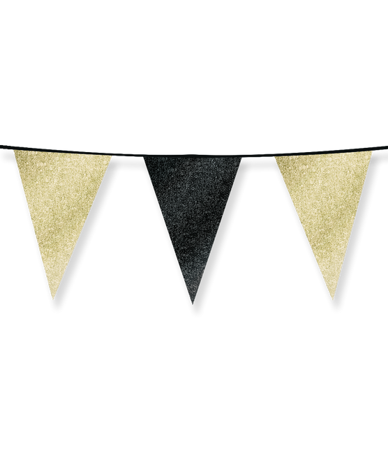 Glitzerfahnen 20 x 30cm - Gold und Schwarz