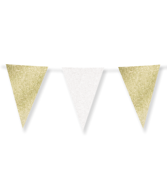 Glitzerfahnen 20 x 30cm - Gold und Weiß