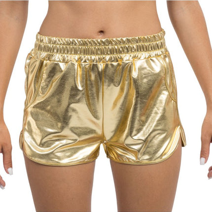 Goldfarbene Metallic-Shorts für Damen