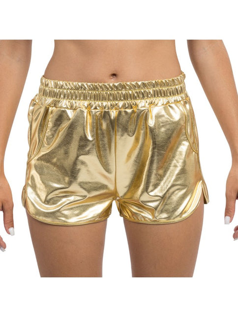 Goldfarbene Metallic-Shorts für Damen