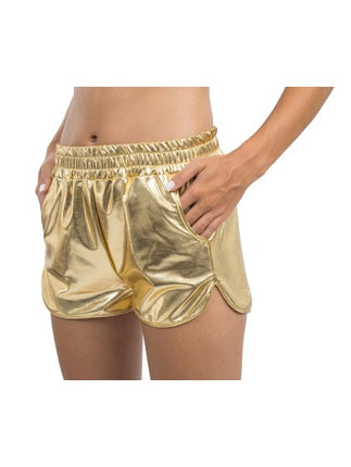 Goldfarbene Metallic-Shorts für Damen