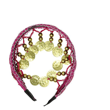 Goud Roze Hoofdband Munten - Partywinkel - 8434077137710